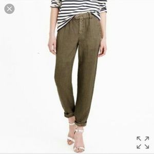 JCrew linen boardwalk pant, mint green, size 8